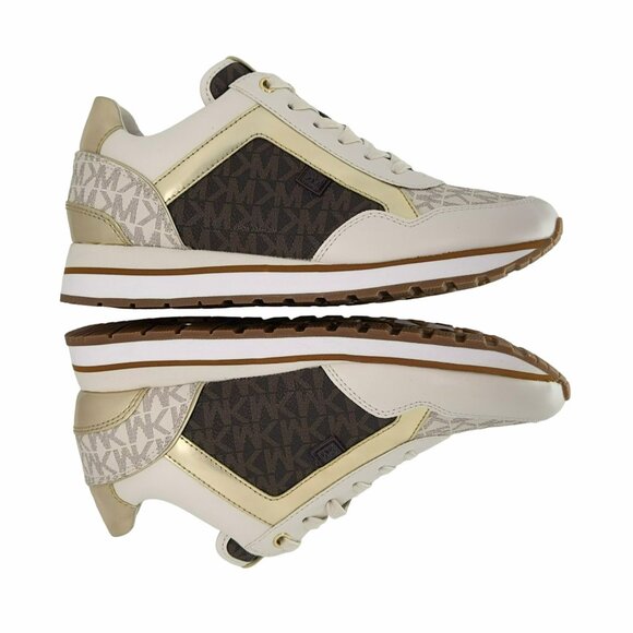 ✨Michael Kors Maddy Trainer Sneaker Brown Gold Women's Size 7 Casual Luxury New✨ - Picture 2 of 10